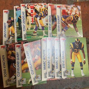 19ct 1992 Pro Set Los Angeles Rams Trading Cards EX MNT